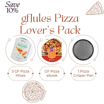 3 gfJules award-winning Gluten Free Pizza Crust Mixes (makes at least 6 pizzas!) gfJules Pizza Making ebook 1 Pizza Crisper Pan! (value $71)