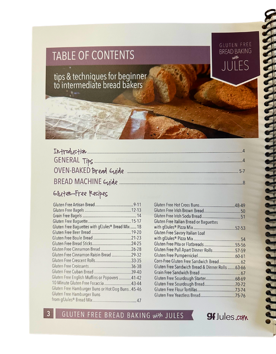 gfJules Gluten Free Bread Baking Book Table of Contents