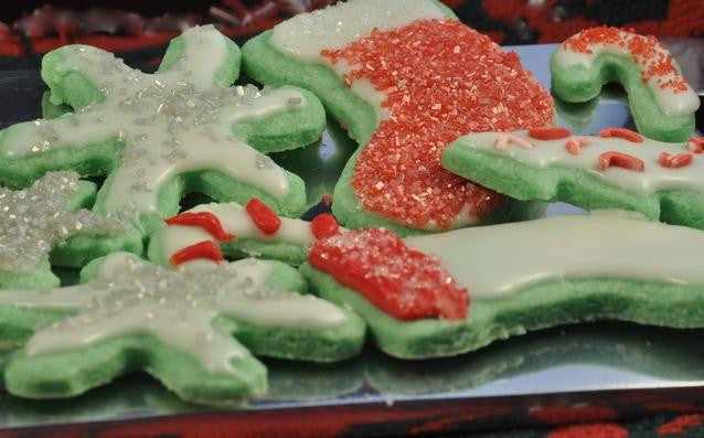 Gluten free Christmas cookies made with gfJules gluten free cut out sugar cookie mix