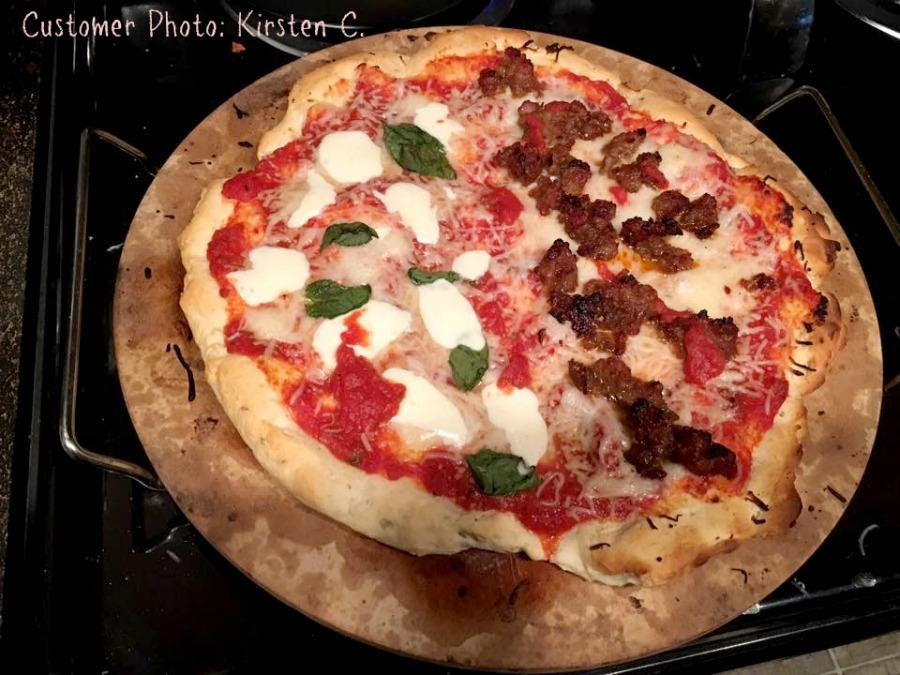 Homemade gluten free pizza made with gfJules gluten free pizza crust mix