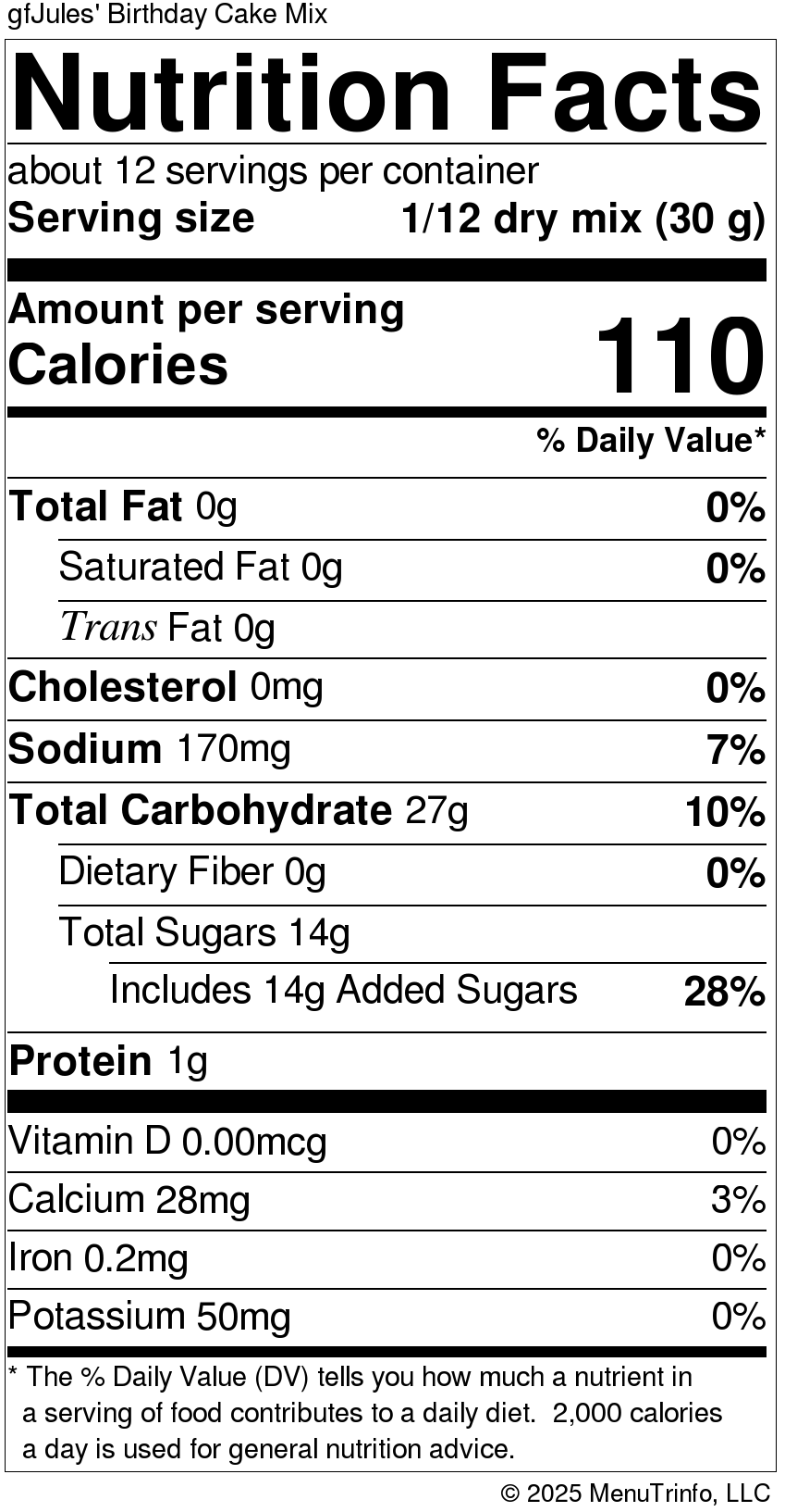Nutrition facts