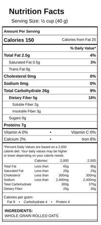 gfJules Purity Protocol Gluten Free Oats Nutrition