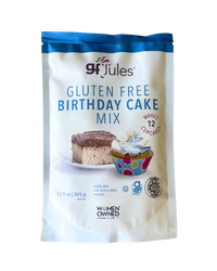 gfJules gluten free birthday cake mix front of bag
