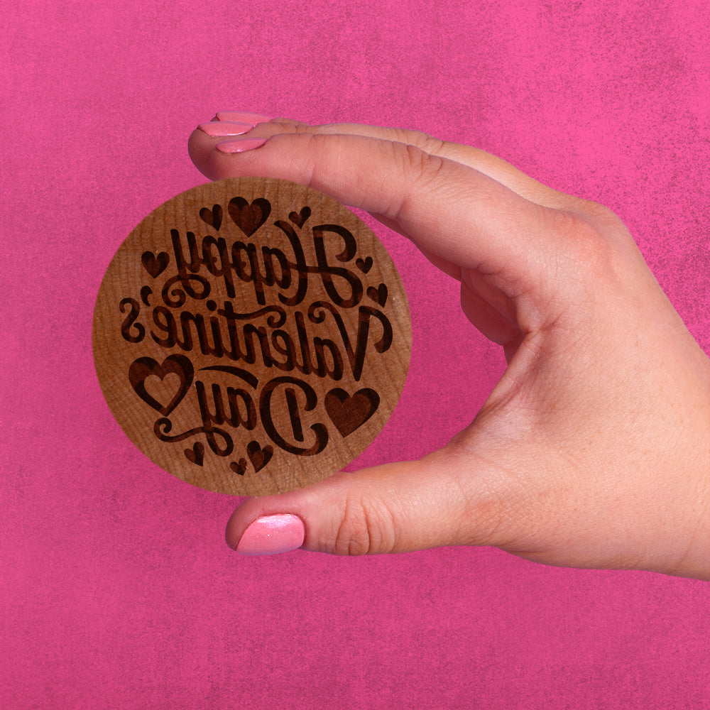 Valentines Day Cookie Stamp - Happy V-Day Circle