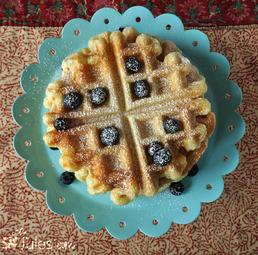 Gluten free waffles made with gfJules gluten free pancake mix