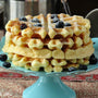 Stack of gluten free waffles made using gfJules gluten free pancake mix