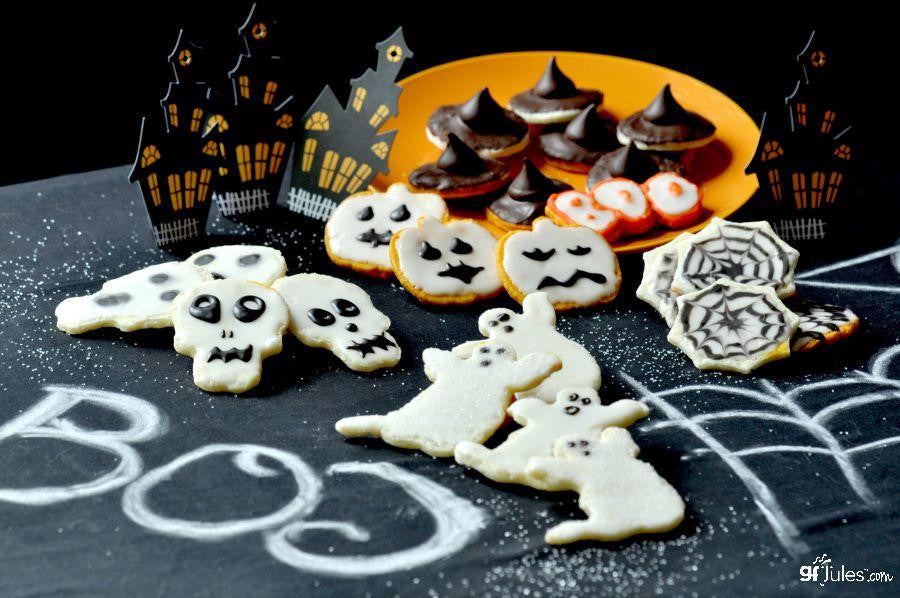 Gluten free halloween cookies made with gfJules gluten free cut out sugar cookie mix